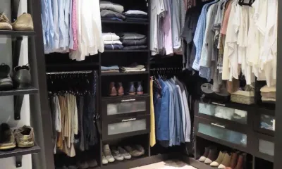 Organized closet in an Edgewater-style condo after an Ire Cleaning Services organization visit
