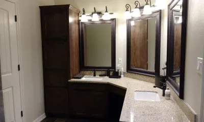 Streak-free bathroom vanity in a Tamiami-area home after an Ire Cleaning Services clean